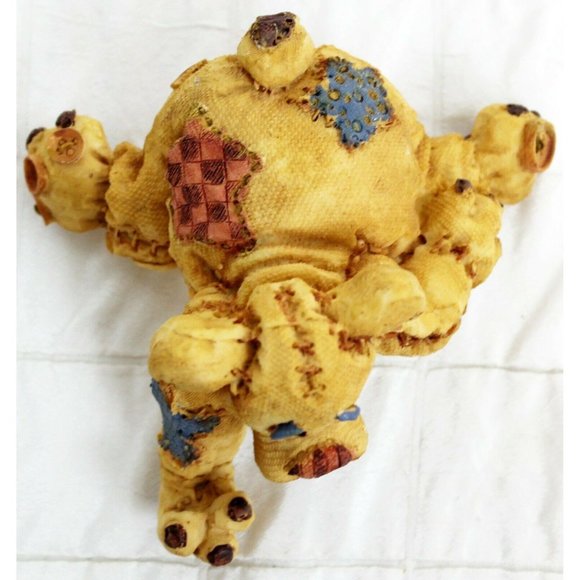 Bear Stocking Hanger Patchwork Country Raggedy Yellow Shelf Figurine Resin - Picture 6 of 8